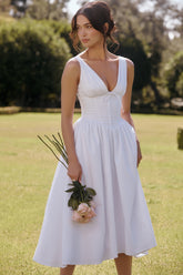 white cotton corset sundress