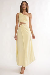 Ivora One-Shoulder Cut-Out Waist Maxi Dress Butter