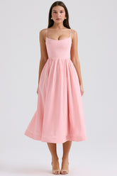 rose pink cotton corset sundress