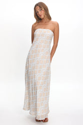 Artice Strapless Maxi Dress Print Geo