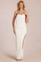 Bandeau Draped Maxi Dress in Ivory