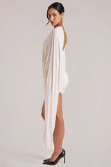 Draped Cape Mini Dress in Ivory