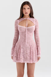 perfectly pink lace mini dress