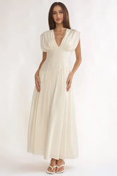 Danicka Asymmetric Waist Maxi Dress Cream
