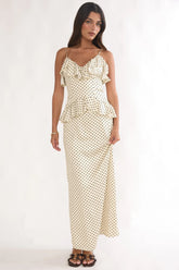 Tahlie Ruffle Trim Maxi Dress Polka Dot Butter