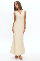 Perry Lace Insert Maxi Dress Vanilla