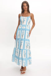 Newbury Bow Back Maxi Dress Floral Blue