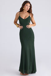 forest green georgette panelled maxi dress