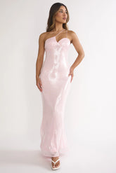 Roselyn One-Shoulder Sequin Maxi Dress Pink