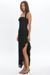 Lorely Halterneck Mesh Maxi Dress Black