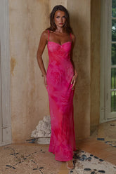 CHARLOTTE BUSTIER SLIP MAXI DRESS - ROSALITA PINK