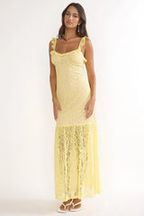 Noraya Lace Overlay Maxi Dress Lemon