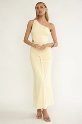 Luli One-Shoulder Cut-Out Maxi Dress Yellow