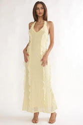 Collins Halter Ruffle Trim Maxi Dress Butter