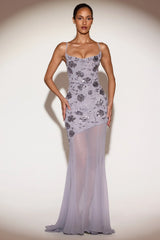 Embellished Sweetheart-Neck Backless Gown in Lilac