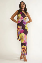 Ilyse Open Cowl Back Maxi Dress Pansies Plum