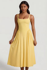 Modal A-Line Midaxi Dress in Pastel Yellow