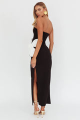 No Competition Oversized Flower Maxi Dress Black