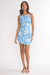Tamora Tied Back Mini Dress Floral Blue