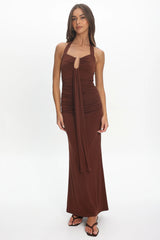 Opera Drape Bust Maxi Dress Chocolate
