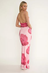 Helsi Low Back Maxi Dress Floral Pink