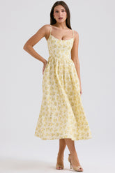 buttercup vintage floral print cotton corset sundress