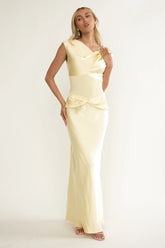 Tahlia Rae Mesh Waist Cap Sleeve Maxi Dress Butter