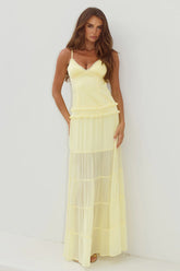 ROSETTA BACKLESS TIERED MAXI DRESS - BUTTER
