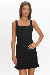 Lili Pleat Hem Mini Dress Black