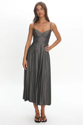 Take It All Cami Strap Midi Dress Charcoal