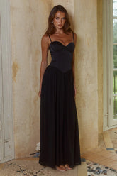SCARLETT CORSET MAXI DRESS - BLACK