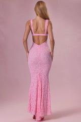 Lace Sweetheart-Neck Gown in Blush Pink