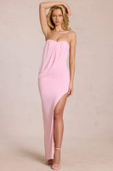 Bandeau Draped Maxi Dress in Blossom Pink
