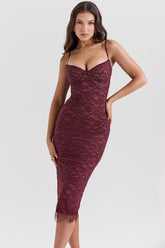 mulberry lace midi dress