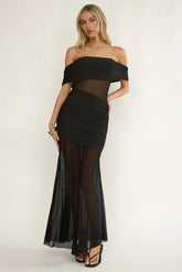 Lumiere Strapless Sheer Mesh Dress Black