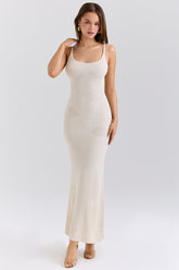 ecru rose embroidered maxi dress
