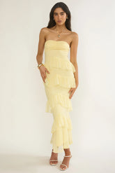 Dulce Dreams Sweetheart Neckline Lace Frill Maxi Dress Butter