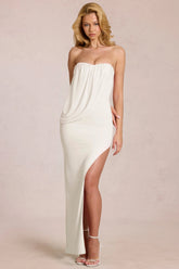 Bandeau Draped Maxi Dress in Ivory