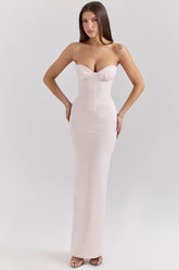 blush satin midi dress