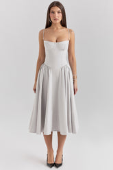 dove grey corset midi dress