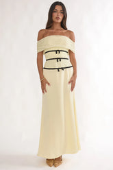 Begonias Off-Shoulder Bow Maxi Dress Spotted Lemon