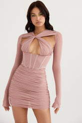 blush corset mini dress