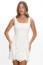 Karrla Crochet Lace Mini Dress White