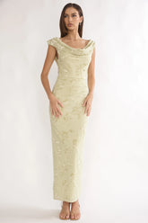 Evermore Cowl Neck Maxi Dress Floral Sage
