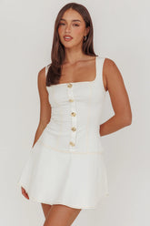 Big Plans Button Front Mini Dress White