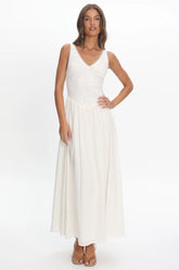 Siena Lace Bodice Maxi Dress White