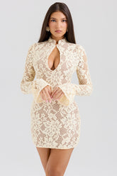 buttermilk keyhole lace mini dress