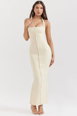 ecru halter maxi dress