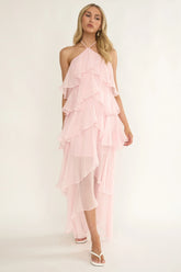 Darylyn Tiered Ruffle Maxi Dress Pink
