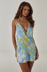 EILISH HALTER MINI DRESS - LANA GREEN